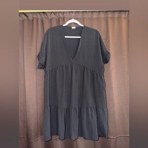 Black V-Neck Tiered Dress